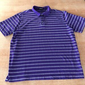 Tiger Woods Collection Dry Fit Polo Shirt Men XL Purple Striped Athleisure Golf